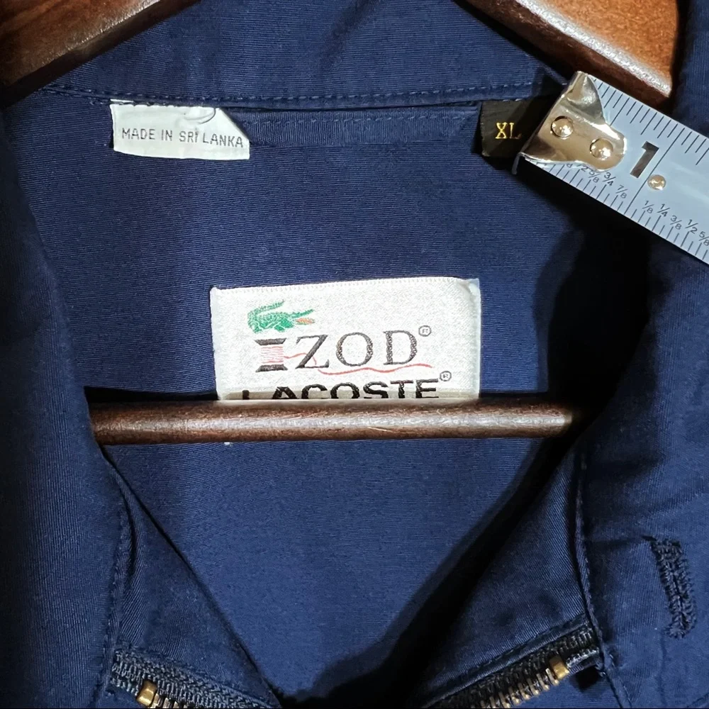 SOLD-Izod Jacket, Mens Navy Blue Alligator Logo Zip Up  Lightweight Jacket - Picture 7 of 9